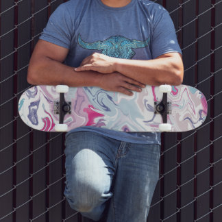 Skateboard Acrylique liquide rose et bleu