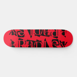 Skateboard Add Your Own Custom Name Personalized Red Black