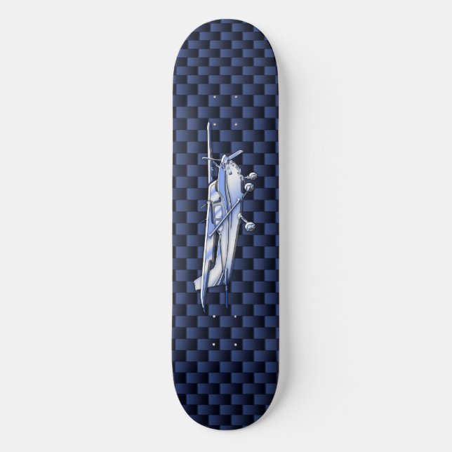 Skateboard Aéronef Classique Chrome Cessna Flying Carbon Fibr (Recto)