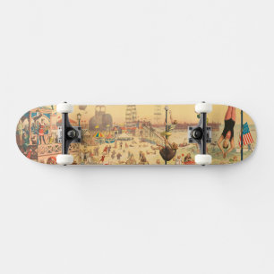 Skateboard Affiche De Cirque Des Gens En Costumes Se Produisa
