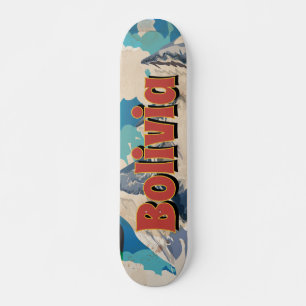 Skateboard Affiche de voyage vintage Bolivie