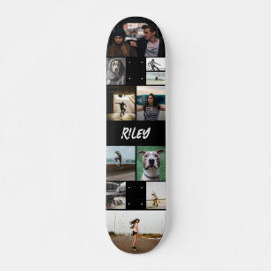 Skateboard Ajouter le nom Black Photo Collage Modèle