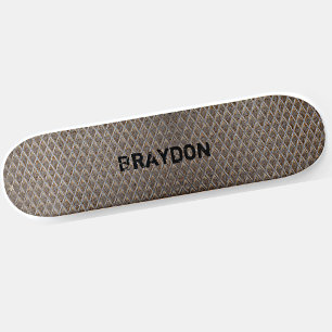 Skateboard Ajouter le nom initial Gris Brown Checker Plate Lo