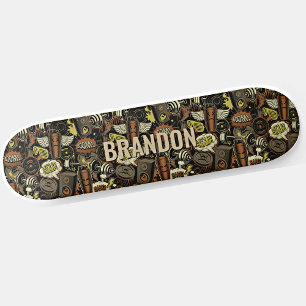 Skateboard Ajouter le nom Initial, Gym Life Collage Brown
