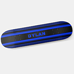 Skateboard Ajouter le nom Initiales Bleu Grandes Bleues Noir