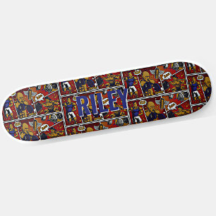 Skateboard Ajouter le nom Pop Art Combook Gym Life Brown Blue