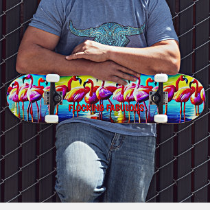 Skateboard Ajouter un nom, Flocking Fabulous Flamant rose ros