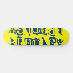 Skateboard Ajoutez Votre Propre Nom Personnalisé Jaune Bleu P