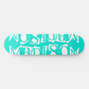 Skateboard Ajoutez Votre Propre Nom Personnalisé Turquoise Pe
