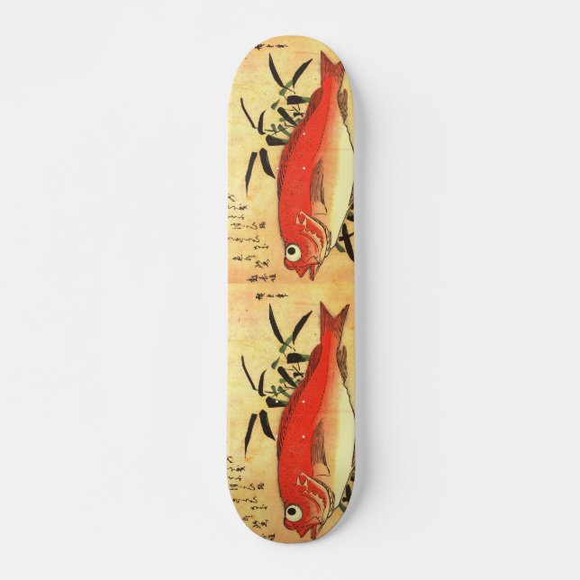 Skateboard Akodai - Hiroshige's Colorful Japanese Fish Print (Devant)