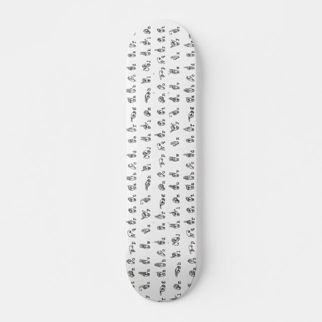 Skateboard Alphabet de langue des signes américaine en noir (Devant)