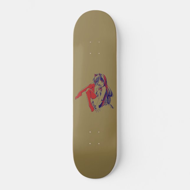 Skateboard Américain Manga Neko Catgirl Kawaii Anime (Recto)