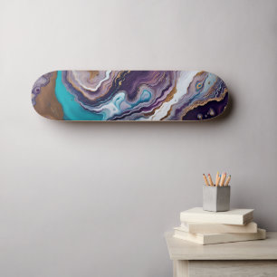 Skateboard Améthyste et Turquoise Abstrait