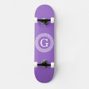 Skateboard Améthyste Wht Cadre Rnd Clé Grecque Monogramme Ini