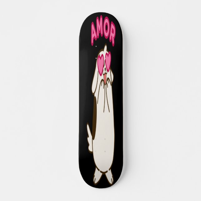 Skateboard Amor - Chien blanc mignon (Devant)