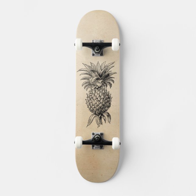 Skateboard Ananas vintages d'illustration d'ananas de 1800s (Recto)