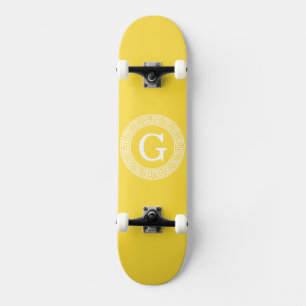 Skateboard Ananas Whale Grille Clé Grecque Cadre initial Mono