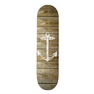 Skateboard Ancre nautique sur le graphique en bois