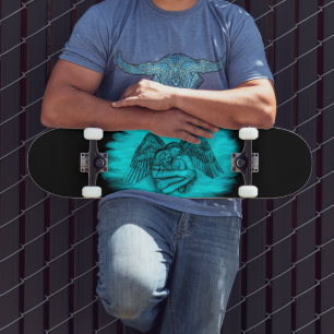 Skateboard Angel Eros en amour, design noir et vert