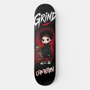 Skateboard Anime Japonais Personnalisé Emo Rouge et Noir