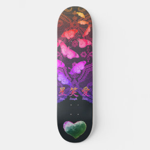 SKATEBOARD ANTIQUE LACE, BUTTERFLITS ET UN COEUR