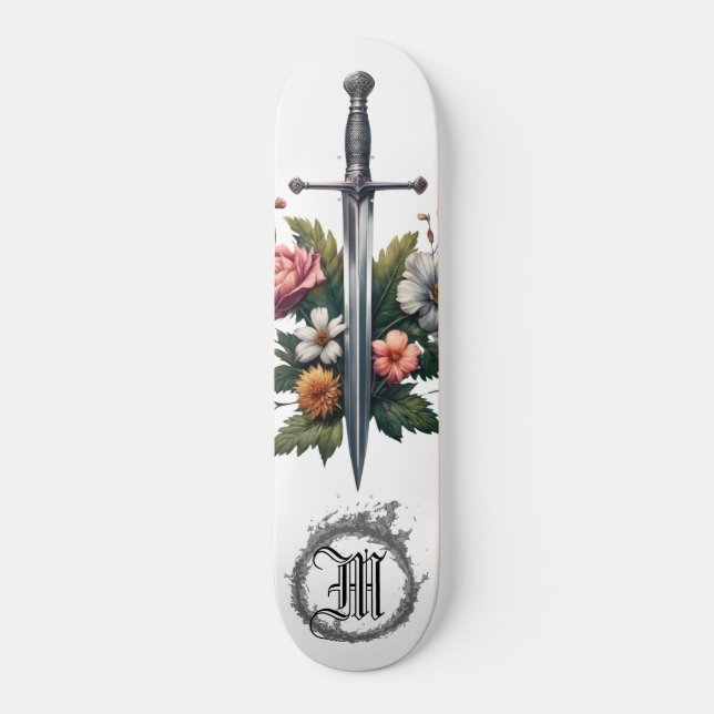 Skateboard *~* AP88 Fleur d'épée médiévale Feu floral (Recto)