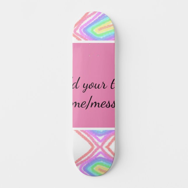 Skateboard Aquarelle arc-en-ciel ajouter un nom texte personn (Recto)