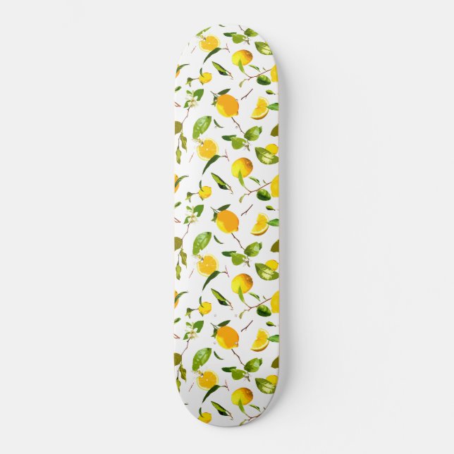 Skateboard Aquarelle Citron et Feuilles 16 (Recto)