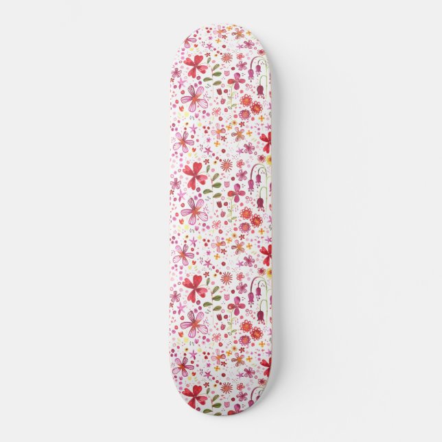 Skateboard Aquarelle de fleurs sauvages (Recto)