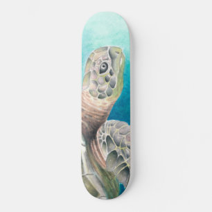 Skateboard Aquarelle de la tortue marine verte