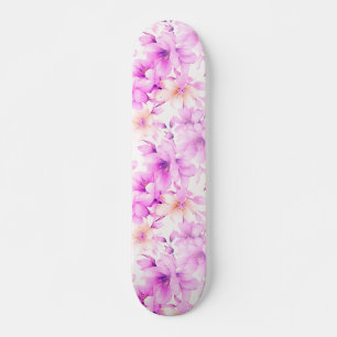Skateboard Aquarelle délicate Fleurs roses