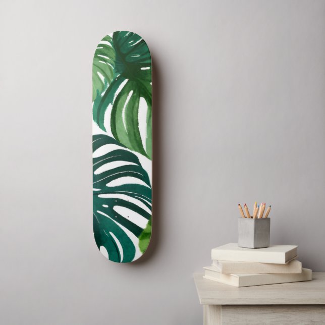Skateboard Aquarelle Feuille Monstera (Art mural)