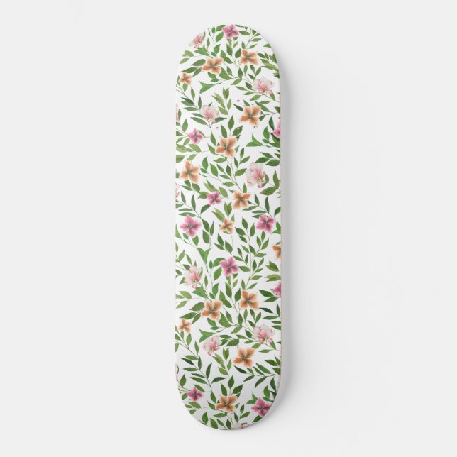 Skateboard Aquarelle Fleurs dans les vignes Escalade Feuilles (Recto)