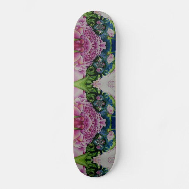 Skateboard aquarelle florale Abstraite peinture retro boho (Recto)