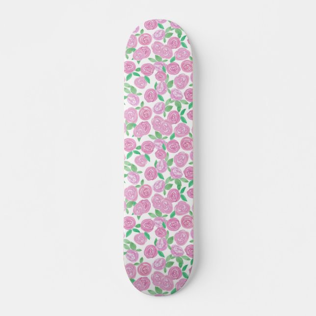 Skateboard Aquarelle, roses roses (Devant)