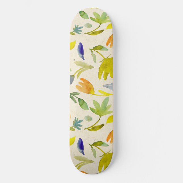 Skateboard Aquarelle rustique Jardin Floral Botanique (Recto)