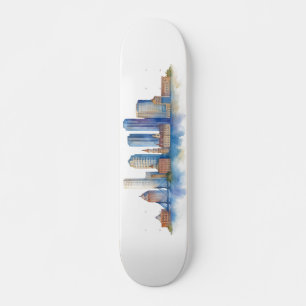 Skateboard Aquarelle Skyline de Boston City   MA Boston moder