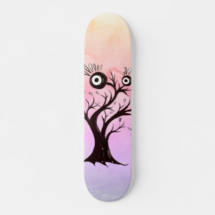 Skateboard Arbre fou Créature Encre Art Imaginaire rose