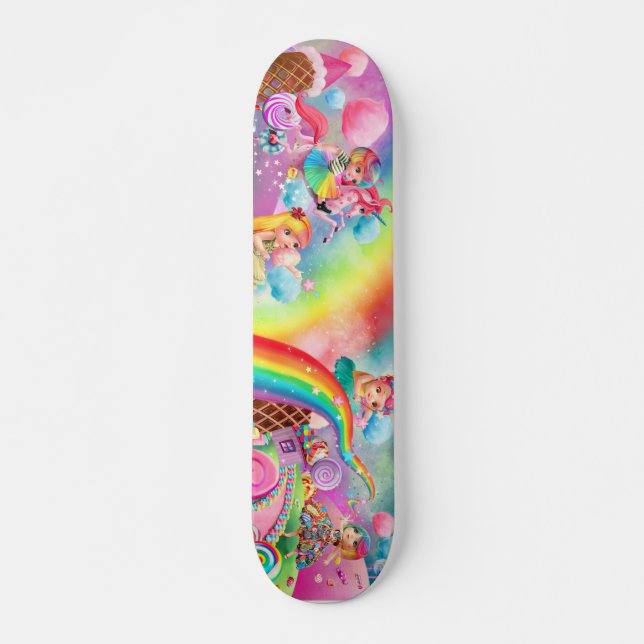 Skateboard Arcs-en-ciel trop trop délicieux licorne et (Devant)