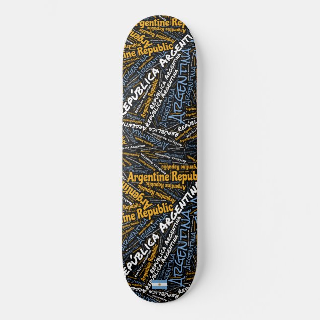 Skateboard Argentina National Pride Wordcloud (Recto)