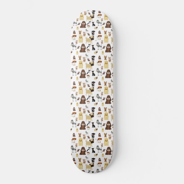 Skateboard arrière - plan blanc chien motif (Recto)