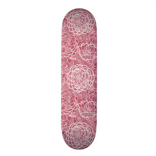 Skateboard Arrière - plan bleu de motif de fleurs de dentelle