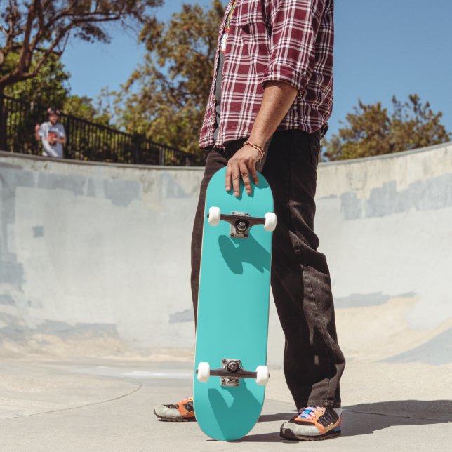 Skateboard Arrière - plan couleur solide turquoise moyenne (Extérieur 2)