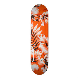 Skateboard Arrière - plan hawaïen de fleur de ketmie