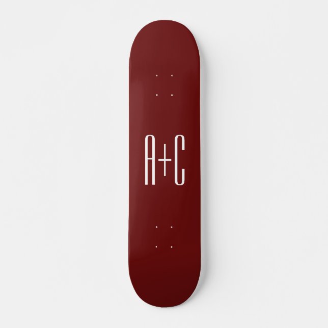 Skateboard Arrière - plan rouge et texte blanc de Bourgogne m (Devant)