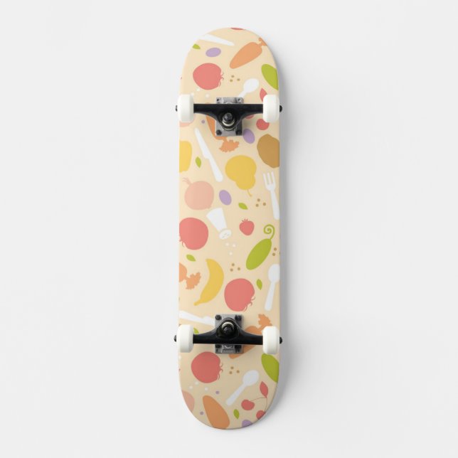 Skateboard Arrière - plan végétarien de motif de cuisine (Recto)
