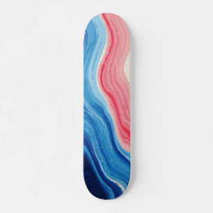 Skateboard Art abstrait de vague océanique bleue et rose