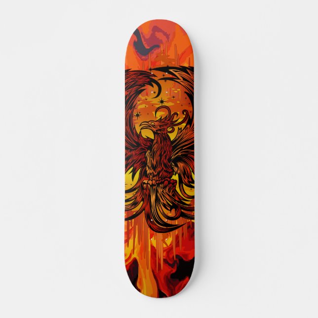 Skateboard Art de feu Phoenix Rising avec peinture explosive  (Devant)