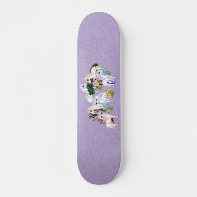 Skateboard Art de pixel de jardin de licorne (Devant)