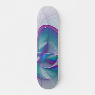 Skateboard Art Fractal Abstrait rose bleu turquoise